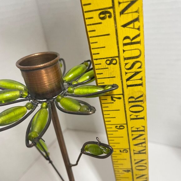 Decorative Shastra Copper & Green Beaded Candle Holder & Bowl Set Made in India - Picture 8 of 12